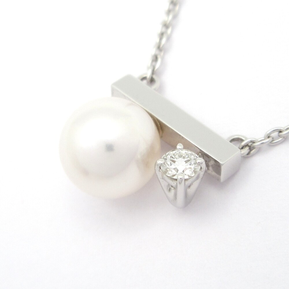 Tasaki Petite Balance Class Necklace P-16744 18K White Gold Diamond Akoya Pearl